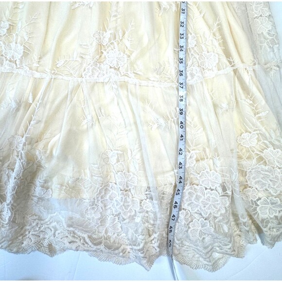Baltic Born Cream Floral Mesh Lace Midi Maxi  Dress V-Neck Boho Wedding Guest XL - Picture 13 of 16